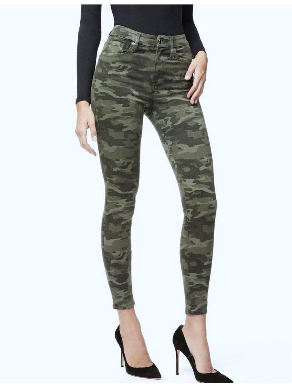 GOOD AMERICAN Camouflage GOOD WAIST High Rise Skinny Jeans 4/27 #GW001PT